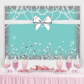 Blau Weiss Schleife Funkeln Diamant Geburtstag Hintergrund